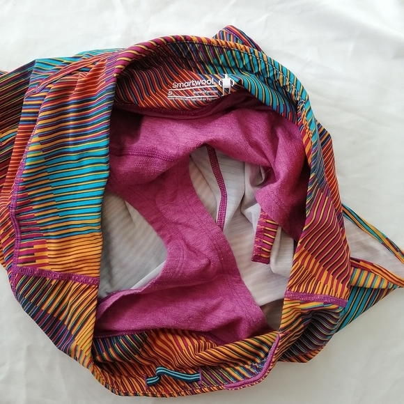 Smartwool Merino Wool Lined Road Running Shorts Pink Orange Blue Small - Picture 10 of 16
